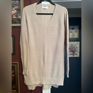 Women’s oatmeal tan cotton knit tunic length sweater Old Navy size large tall